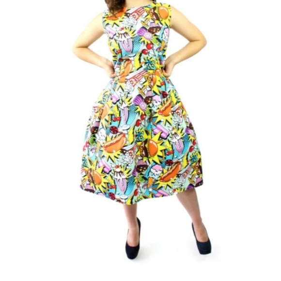 Hemet | Junk Food Pop Art Retro Pleated Dress - Picture 2 of 7